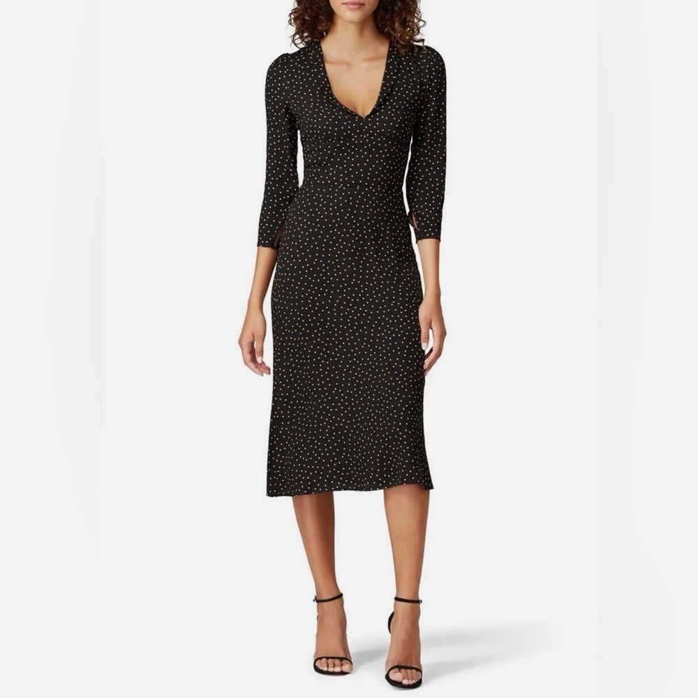 Used Elegant Black Polka Dot Dress